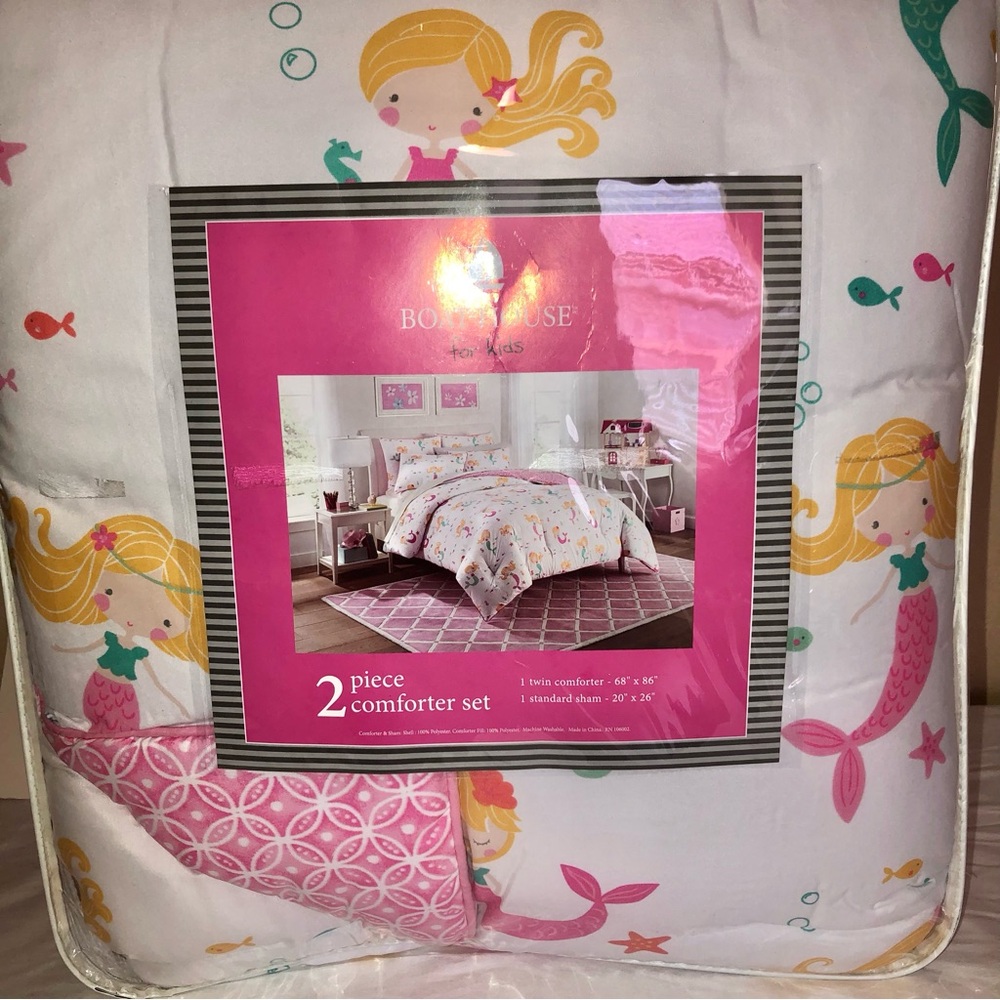 Boat House for Kids Mermaid Twin Comforter set, 1 twin comforter, 1 sham, NWOP